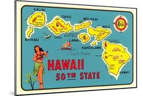 Map of Hawaiian Islands-null-Mounted Art Print