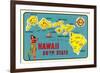 Map of Hawaiian Islands-null-Framed Premium Giclee Print