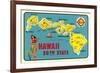 Map of Hawaiian Islands-null-Framed Premium Giclee Print