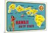 Map of Hawaiian Islands-null-Mounted Premium Giclee Print