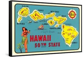 Map of Hawaiian Islands-null-Framed Stretched Canvas