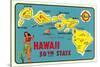 Map of Hawaiian Islands-null-Stretched Canvas
