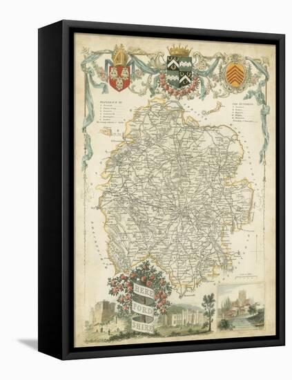 Map of Herefordshire-null-Framed Stretched Canvas