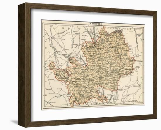 Map of Hertfordshire, England, 1870s-null-Framed Giclee Print