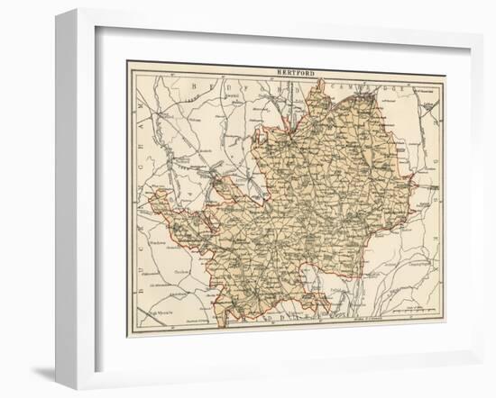 Map of Hertfordshire, England, 1870s-null-Framed Giclee Print