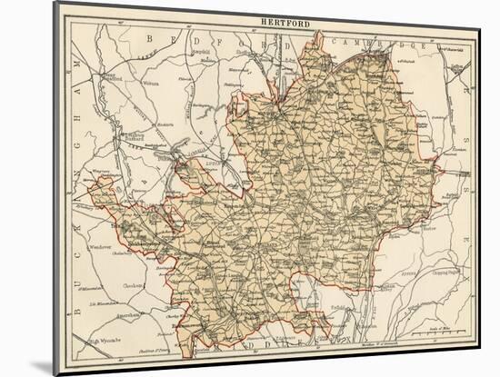 Map of Hertfordshire, England, 1870s-null-Mounted Giclee Print