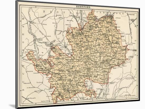 Map of Hertfordshire, England, 1870s-null-Mounted Giclee Print