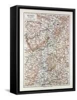 Map of Hessen Germany 1899-null-Framed Stretched Canvas