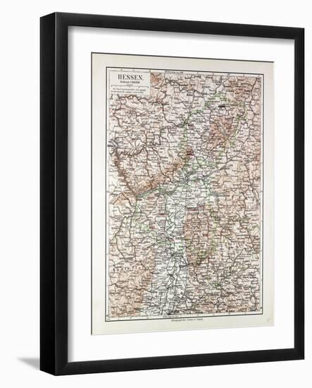 Map of Hessen Germany 1899-null-Framed Giclee Print