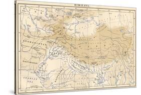 Map of Himalaya Region of Asia, 1870s-null-Stretched Canvas