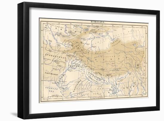 Map of Himalaya Region of Asia, 1870s-null-Framed Giclee Print