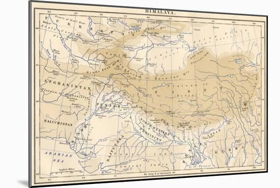 Map of Himalaya Region of Asia, 1870s-null-Mounted Giclee Print