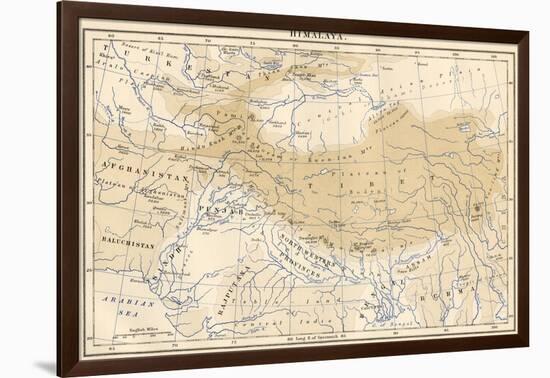 Map of Himalaya Region of Asia, 1870s-null-Framed Giclee Print