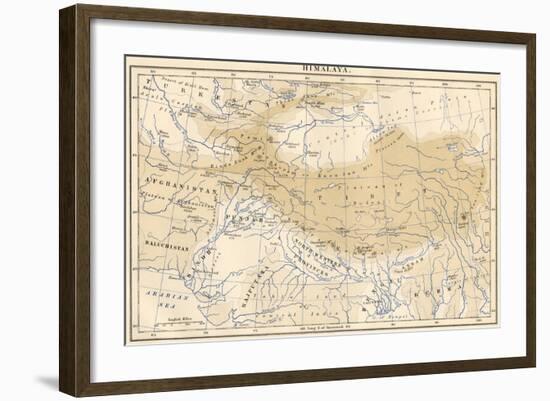 Map of Himalaya Region of Asia, 1870s-null-Framed Giclee Print