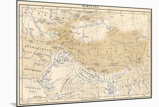 Map of Himalaya Region of Asia, 1870s-null-Mounted Giclee Print