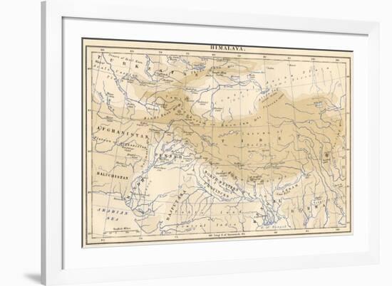 Map of Himalaya Region of Asia, 1870s-null-Framed Giclee Print