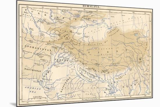 Map of Himalaya Region of Asia, 1870s-null-Mounted Giclee Print