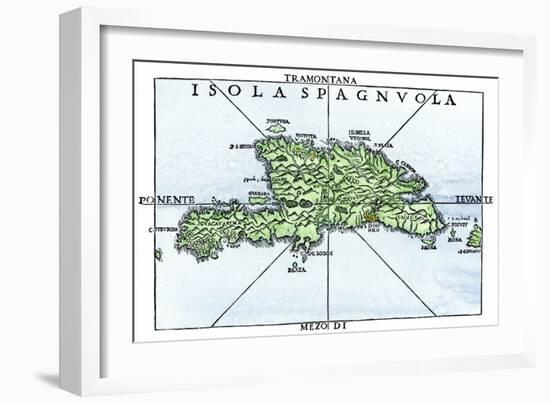 Map of Hispaniola in 1534, from Cartography of Peter Martyr and Oviedo-null-Framed Giclee Print