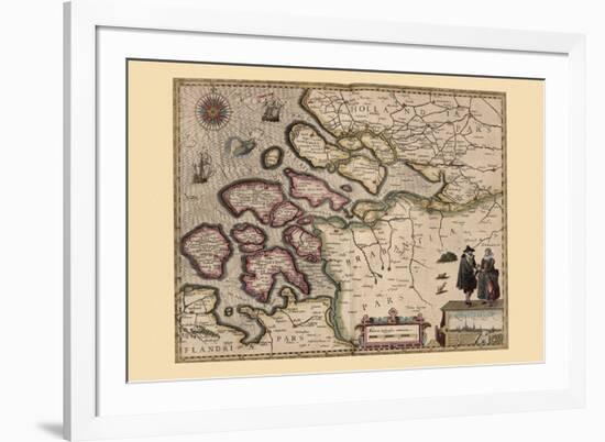 Map of Holland-Pieter Van der Keere-Framed Premium Giclee Print