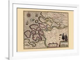 Map of Holland-Pieter Van der Keere-Framed Premium Giclee Print