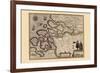 Map of Holland-Pieter Van der Keere-Framed Premium Giclee Print