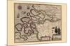 Map of Holland-Pieter Van der Keere-Mounted Premium Giclee Print