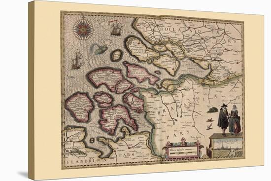 Map of Holland-Pieter Van der Keere-Stretched Canvas