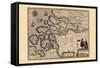 Map of Holland-Pieter Van der Keere-Framed Stretched Canvas