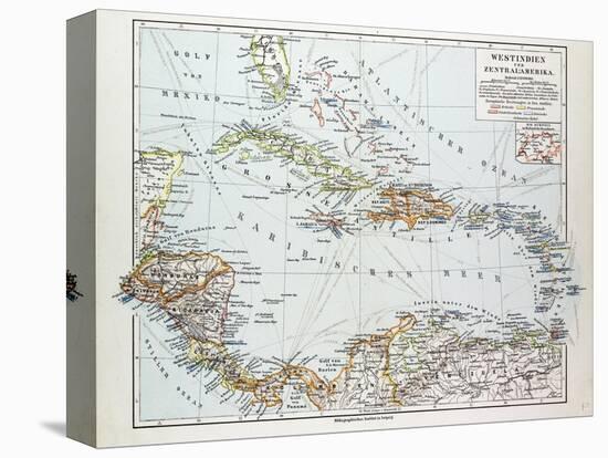 Map of Honduras Nicaragua Costa Rica the Northern Part of Columbia Venezuela Cuba 1899-null-Stretched Canvas