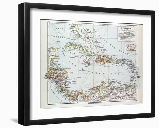 Map of Honduras Nicaragua Costa Rica the Northern Part of Columbia Venezuela Cuba 1899-null-Framed Giclee Print
