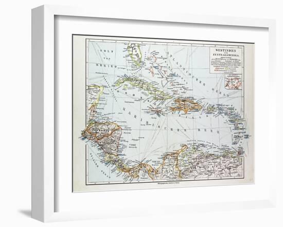 Map of Honduras Nicaragua Costa Rica the Northern Part of Columbia Venezuela Cuba 1899-null-Framed Giclee Print