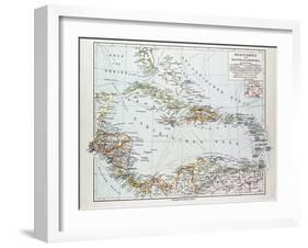 Map of Honduras Nicaragua Costa Rica the Northern Part of Columbia Venezuela Cuba 1899-null-Framed Giclee Print