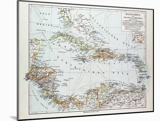 Map of Honduras Nicaragua Costa Rica the Northern Part of Columbia Venezuela Cuba 1899-null-Mounted Giclee Print