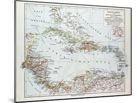 Map of Honduras Nicaragua Costa Rica the Northern Part of Columbia Venezuela Cuba 1899-null-Mounted Giclee Print