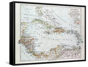 Map of Honduras Nicaragua Costa Rica the Northern Part of Columbia Venezuela Cuba 1899-null-Framed Stretched Canvas