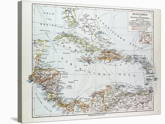 Map of Honduras Nicaragua Costa Rica the Northern Part of Columbia Venezuela Cuba 1899-null-Stretched Canvas