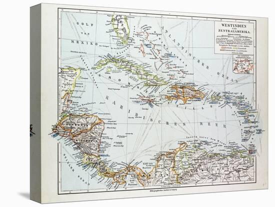 Map of Honduras Nicaragua Costa Rica the Northern Part of Columbia Venezuela Cuba 1899-null-Stretched Canvas