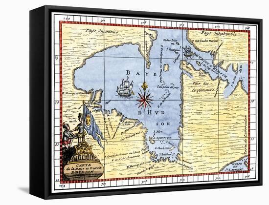 Map of Hudson's Bay, Canada, Showing Hudson's Strait, c.1722-null-Framed Stretched Canvas