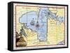 Map of Hudson's Bay, Canada, Showing Hudson's Strait, c.1722-null-Framed Stretched Canvas