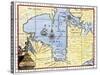 Map of Hudson's Bay, Canada, Showing Hudson's Strait, c.1722-null-Stretched Canvas