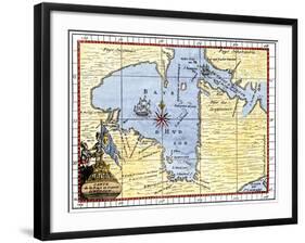 Map of Hudson's Bay, Canada, Showing Hudson's Strait, c.1722-null-Framed Giclee Print