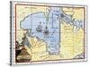 Map of Hudson's Bay, Canada, Showing Hudson's Strait, c.1722-null-Stretched Canvas