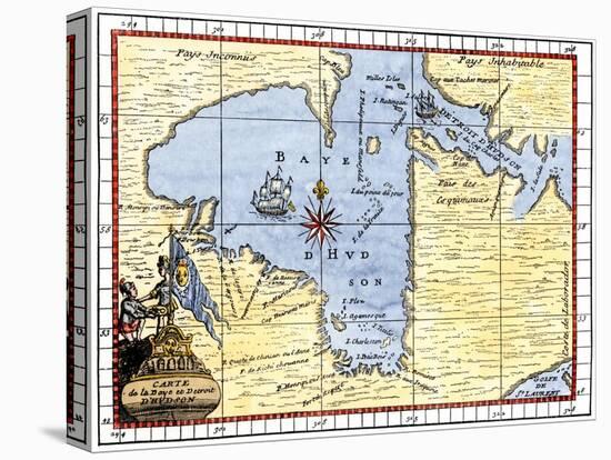 Map of Hudson's Bay, Canada, Showing Hudson's Strait, c.1722-null-Stretched Canvas