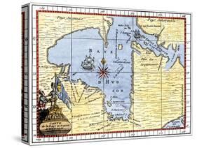 Map of Hudson's Bay, Canada, Showing Hudson's Strait, c.1722-null-Stretched Canvas