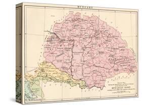 Map of Hungary, 1870s-null-Stretched Canvas