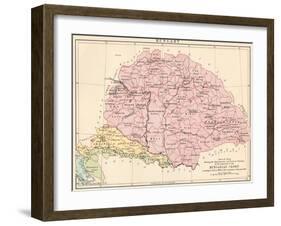 Map of Hungary, 1870s-null-Framed Giclee Print