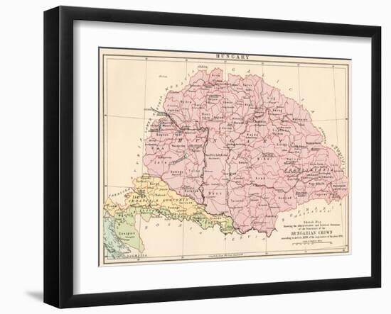 Map of Hungary, 1870s-null-Framed Giclee Print