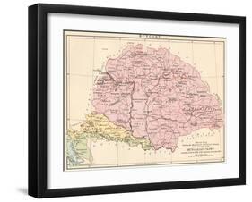 Map of Hungary, 1870s-null-Framed Giclee Print