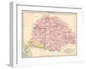 Map of Hungary, 1870s-null-Framed Giclee Print