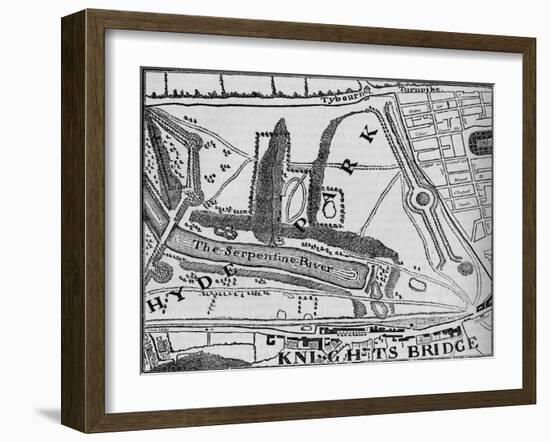 Map of Hyde Park, London, 1748 (1878)-John Pine-Framed Giclee Print